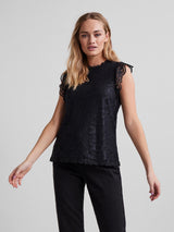 PCOLLINE LACE TOP - Black