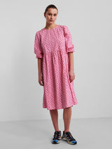 PCFARRY 3/4 MIDI DRESS Prism Pink/Red Strawberry