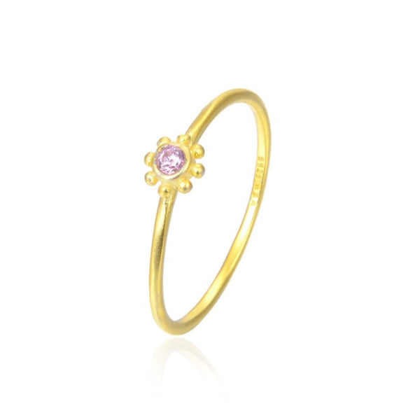 Wioga - Pink small sun ring guld