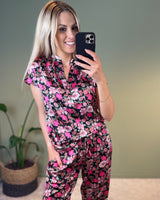 Milla top - black flowerprint