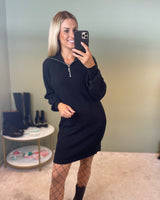 YASDALMA LS ZIP KNIT DRESS S. NOOS - Black