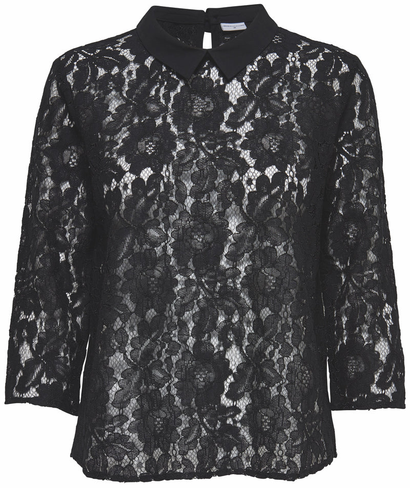 JDYCELINA - Bluse med blonder i sort