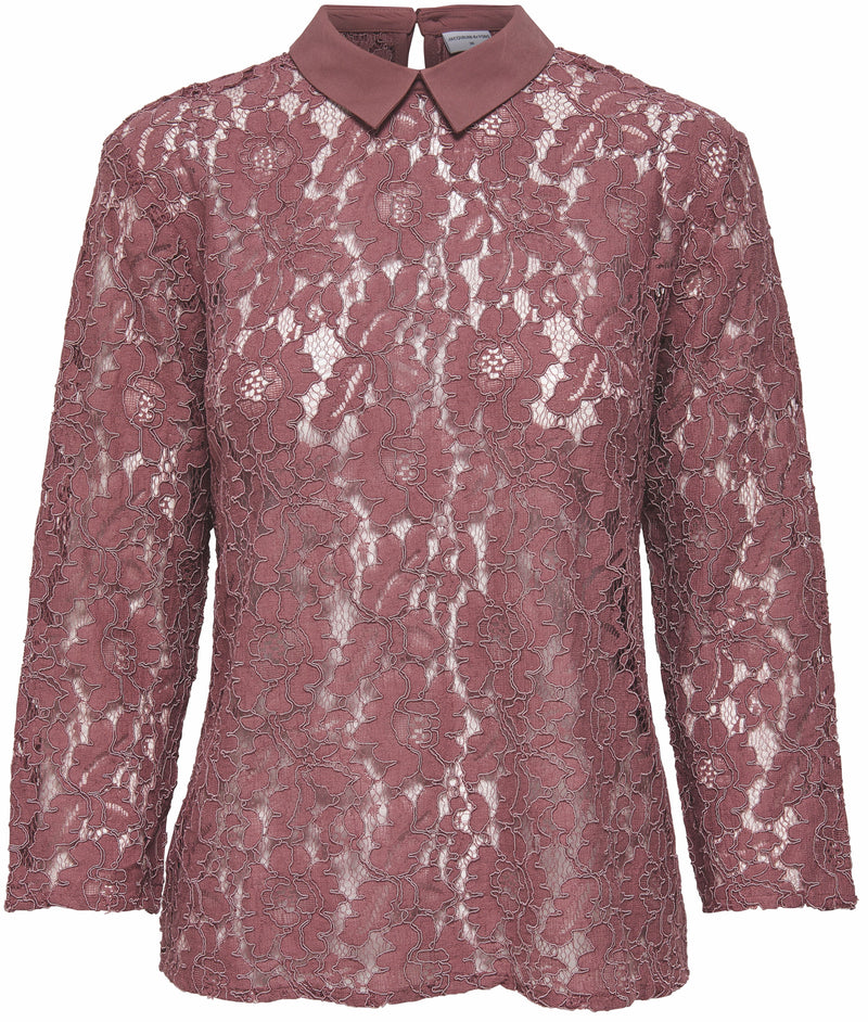 JDYCELINA - Bluse med blonder i mørk rosa