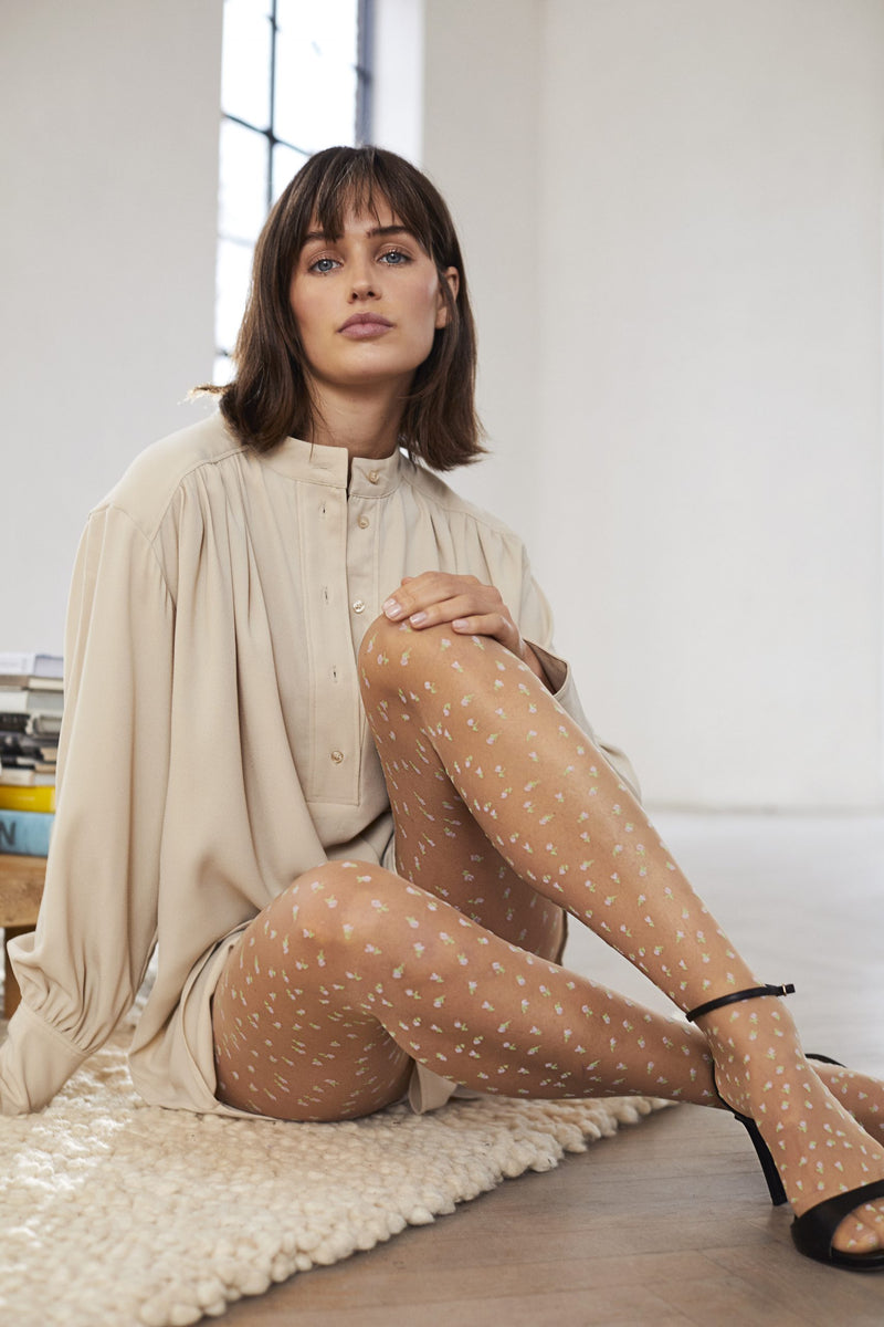DECOY - Tights w/flowers nude - 9-16929-77-4211