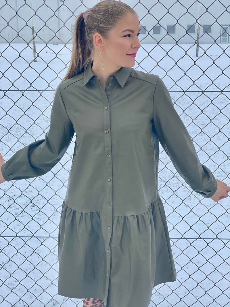 A-view - Iris PU shirt dress (Army)