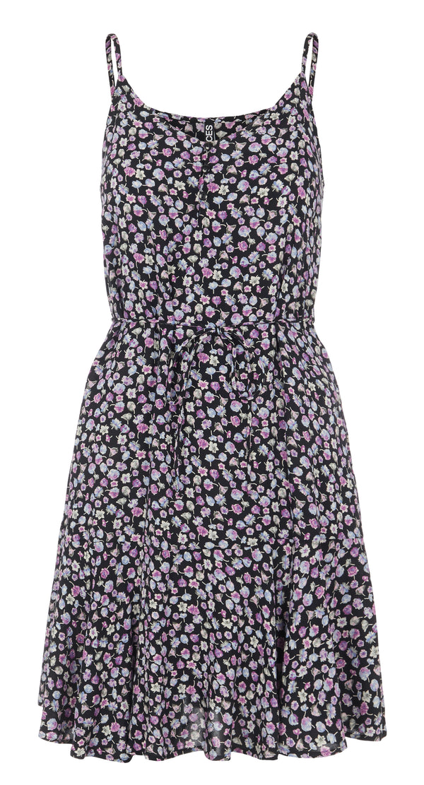 PCNYA - Slip button dress (Sort/blomster)