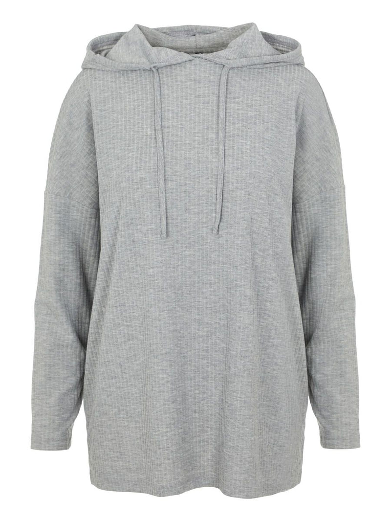 PCRIBBI - Lang ærmet hoodie ( Grey Melange)