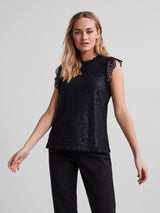 PCOLLINE LACE TOP - Black