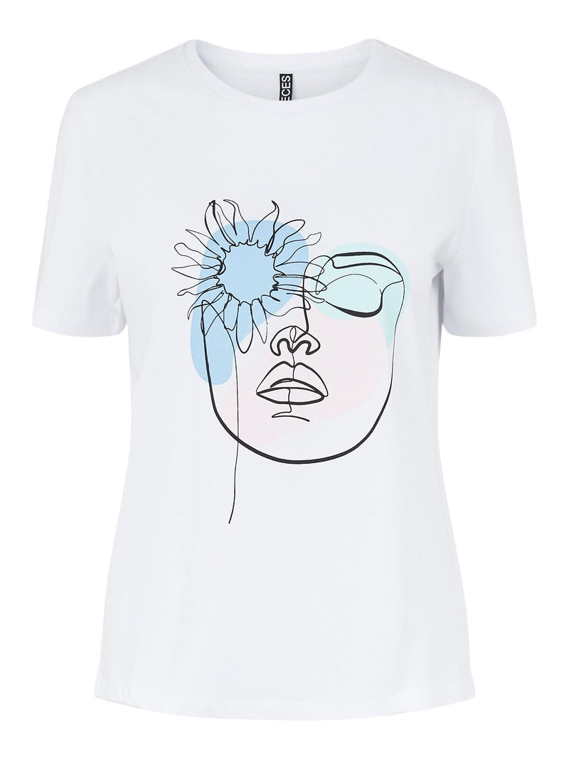 PCHAMUT T-Shirt Bright White Big Print farve