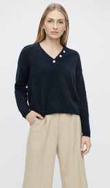 YASTALIS - Button Knit Pullover Sky Captain