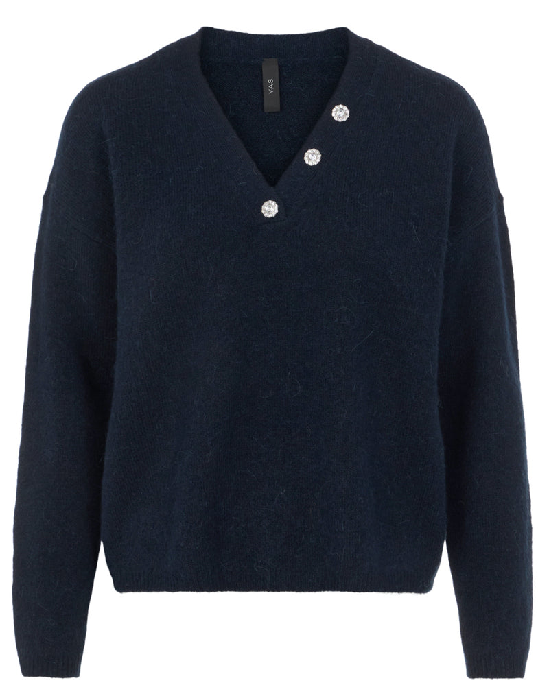 YASTALIS - Button Knit Pullover Sky Captain