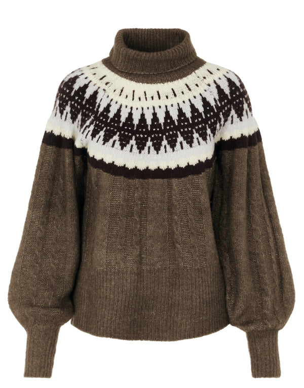 YASELSIE Knit Pullover - Canteen/MULTI