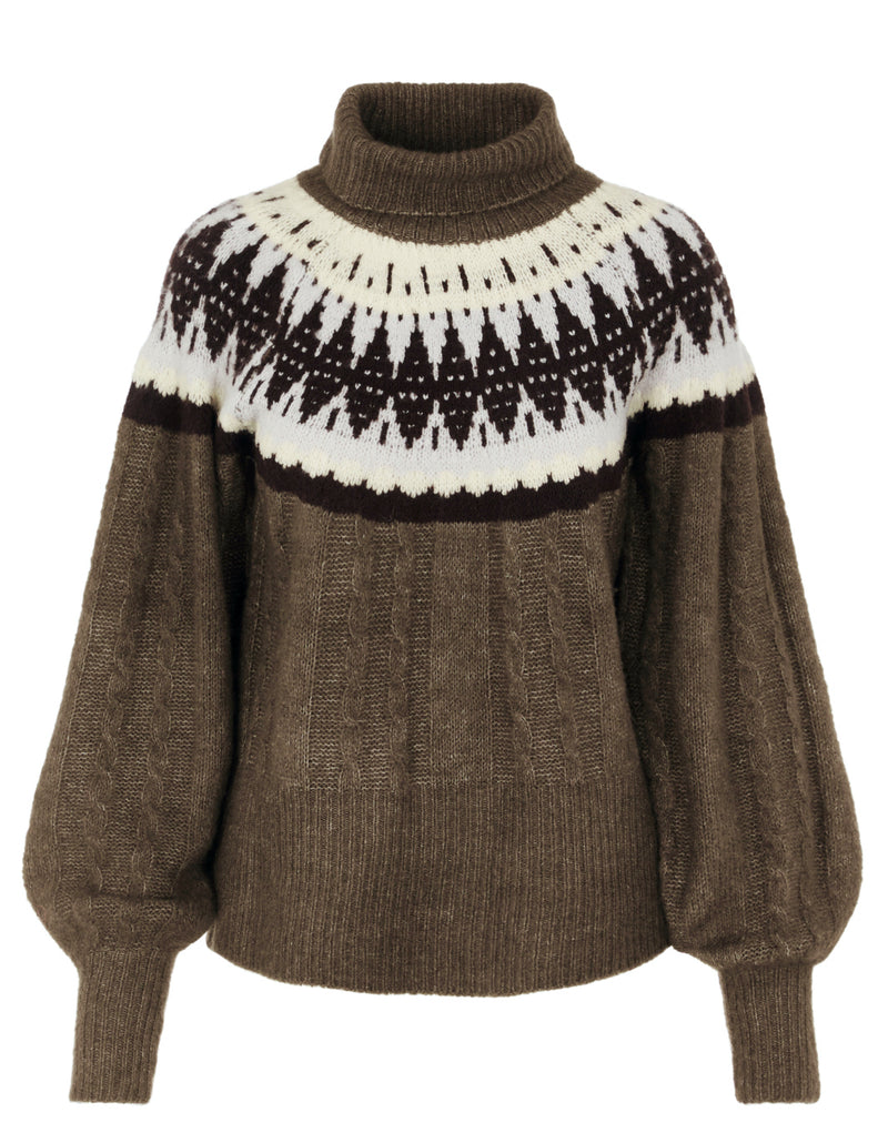 YASELSIE Knit Pullover - Canteen/MULTI